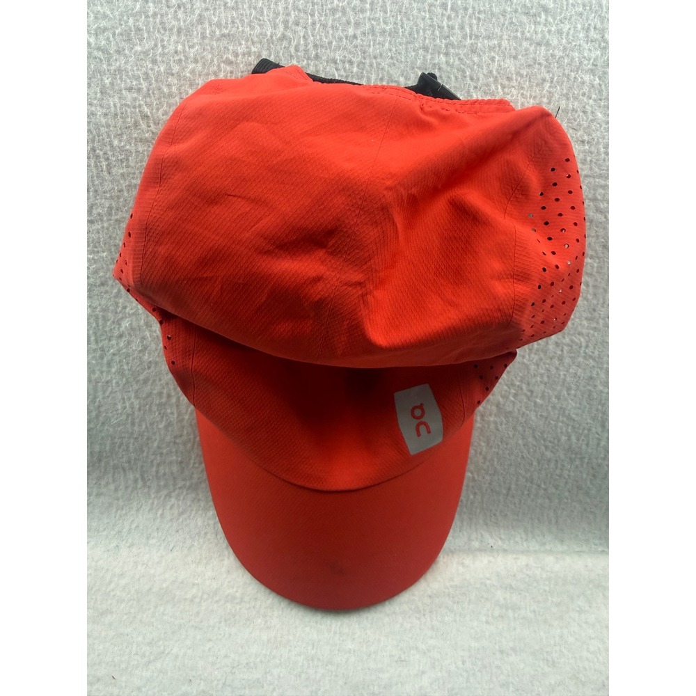 On Running Lightweight Cap Red Adjustable Performance Mesh Ventilation Hat